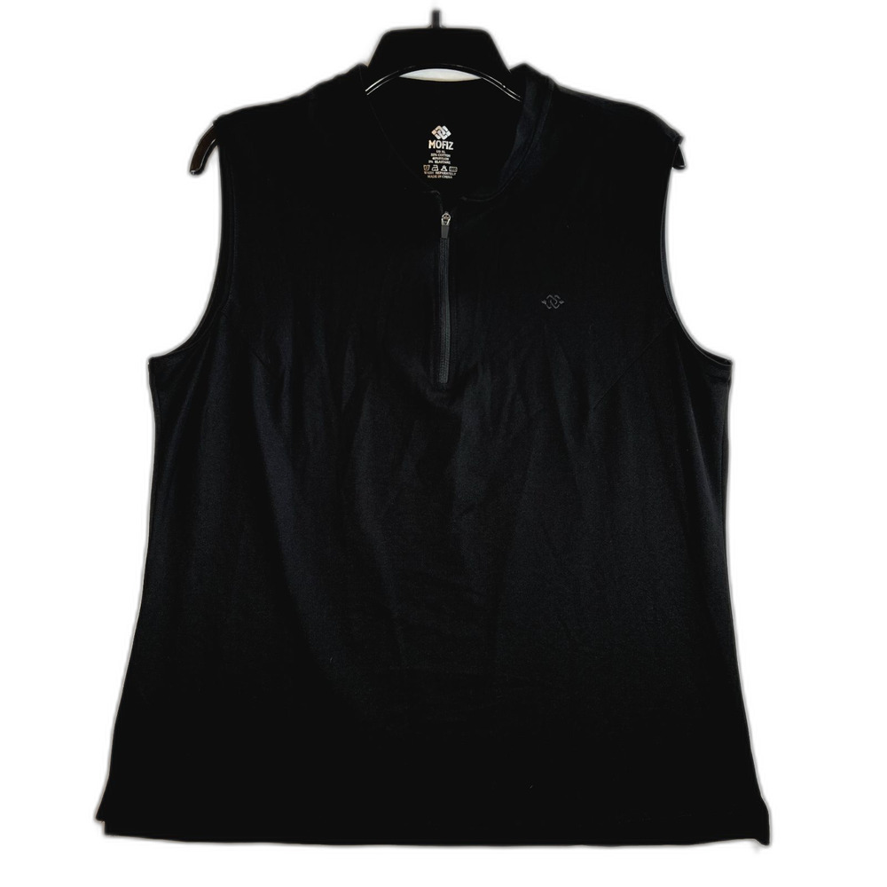 Mofiz Womens Golf Shirt Black Banded Collar Sleeveless Racer Back Athletic XL